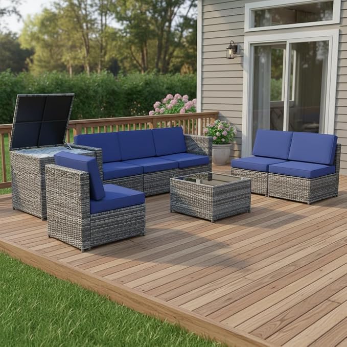 Tangkula 8 Pieces Wicker Patio Furniture Set - Image 4