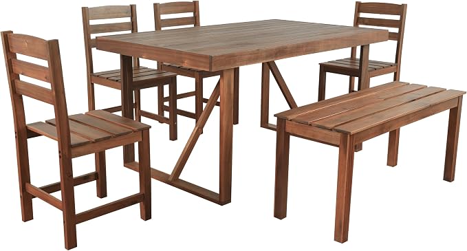 Outdoor Dining Set for 6, Acacia Wood Patio Dining Table Set - Image 3