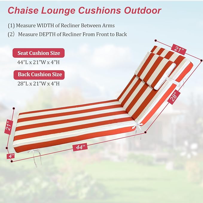 Chaise Lounge Cushions Outdoor 72x21x4 Inch, Patio Lounger Chair Cushion - Image 2