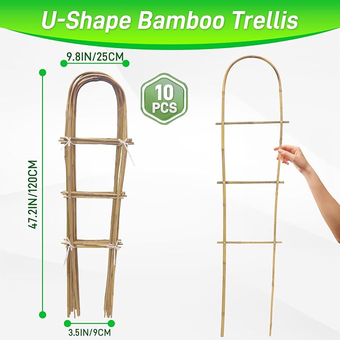 10 Pack 4ft U-Shape Bamboo Trellis - Image 2