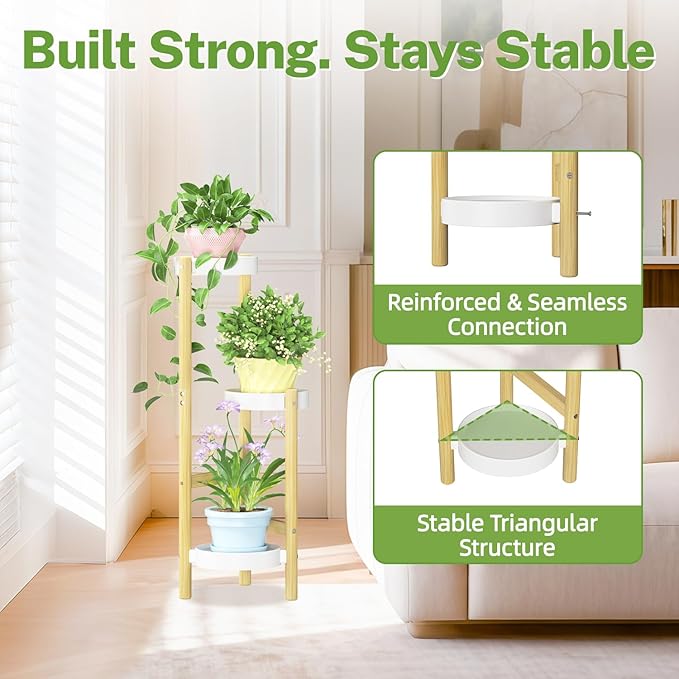 iDavosic.ly 3 Tier Bamboo Plant Stand Indoor Outdoor - Image 5