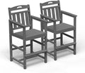 Outdoor Patio Tall Adirondack Bar Chairs Set of 2, All-Weather HDPE Bar Height by Suunyn