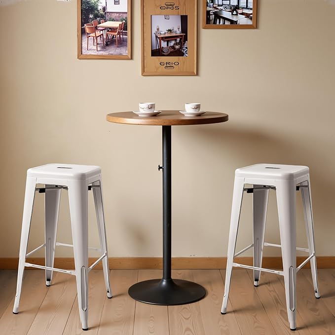 Furmax 30 Inch Metal Bar Stools Set of 4, Counter Height Backless Stools - Image 2