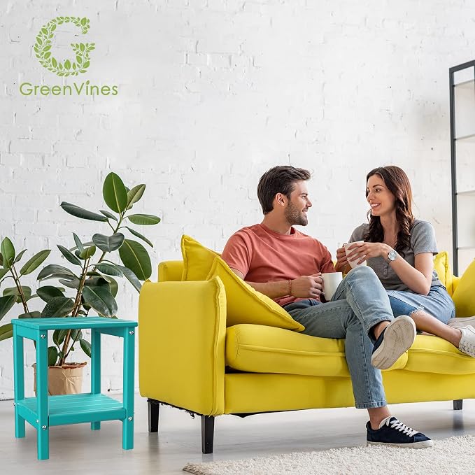 GREENVINES Adirondack-Outdoor-Side-Table | Set of 2 | 14 x 13 Inches | HDPE - Image 5