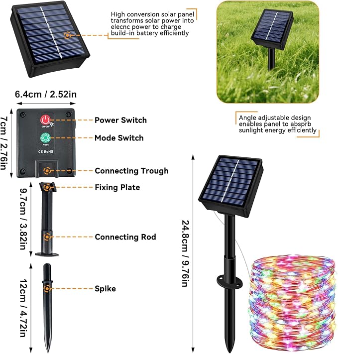 Solar String Lights Outdoor Waterproof 2 Pack Total 66ft 200LED 8 Modes Twinkle - Image 7