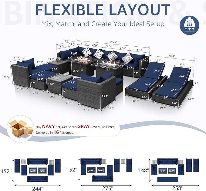 NICESOUL 18 Piece Extra Large Luxury Patio Furniture Set - Image 6