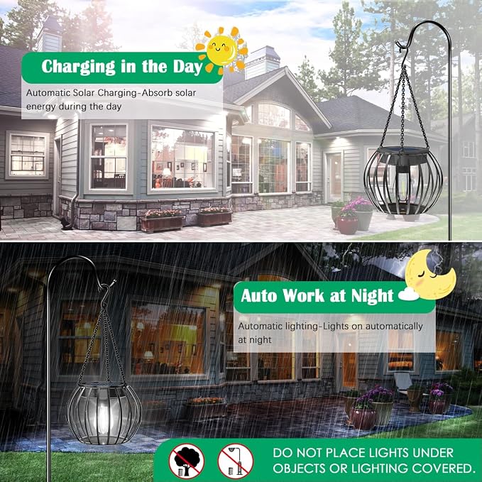 UBright Solar Powered Lights Outdoor Waterproof Hanging Lights - Image 4