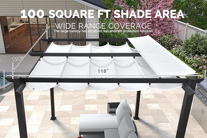 PURPLE LEAF 10' x 10' Outdoor Retractable Pergola - Image 8
