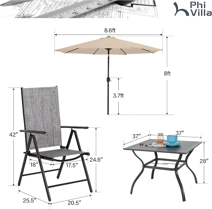 PHI VILLA Outdoor Patio Dining Set - Image 7