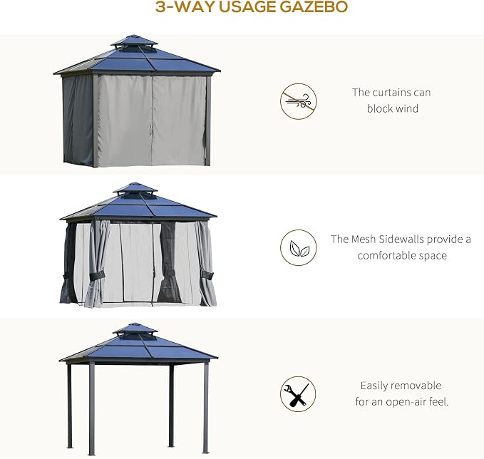 Outsunny 10' x 10' Hardtop Gazebo Canopy - Image 6