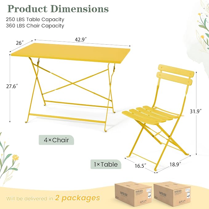 MELLCOM 5-Piece Foldable Patio Dining Set - Image 2