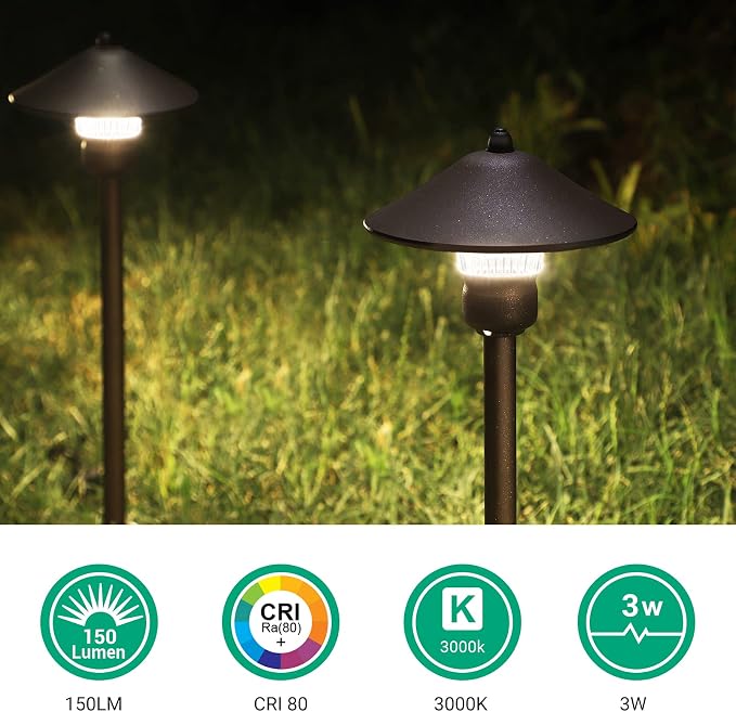 EDISHINE Low Voltage Pathway Lights, 3W 150 LM 3000K 16.5“ Tall LED Landscape - Image 2