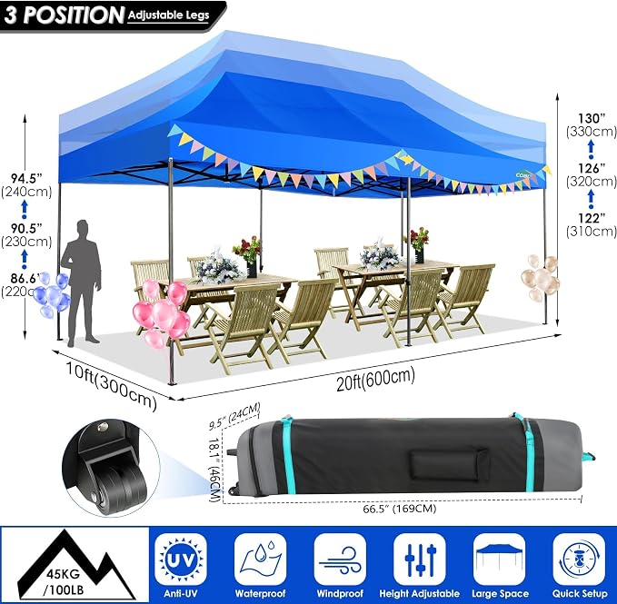 COBIZI 10x20 Heavy Duty Pop up Canopy Tent - Image 5