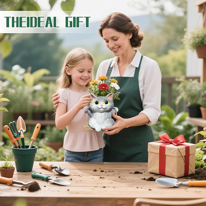 Cat Hanging Planters for Indoor Outdoor Plants, Small Cute Hanging Pots for - Image 7