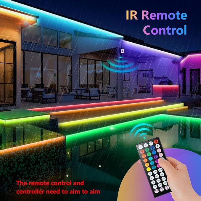 150Ft Outdoor LED Strip Lights, IP68 Waterproof Color Changing RGB LED Light - Image 5