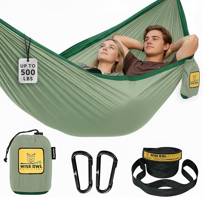 Wise Owl Outfitters Camping Hammock – 500lbs Portable Hammock by WiseOwlOutfitters