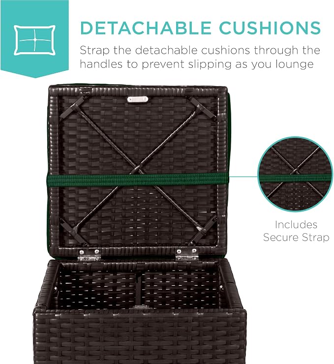 Best Choice Products Set of 2 Wicker Ottomans, Additional Seating, Side Table - Image 5
