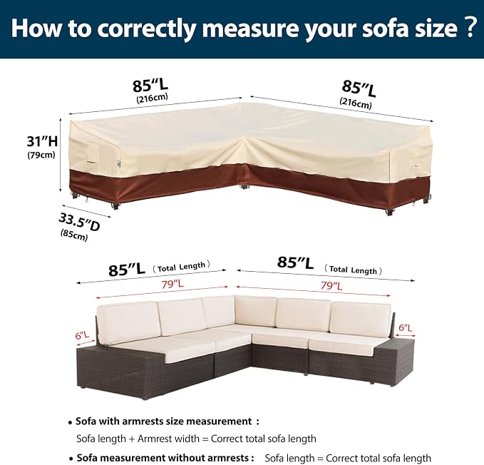 Outdoor Sectional Cover V-Shaped Garden Patio Furniture Covers Waterproof - Image 3