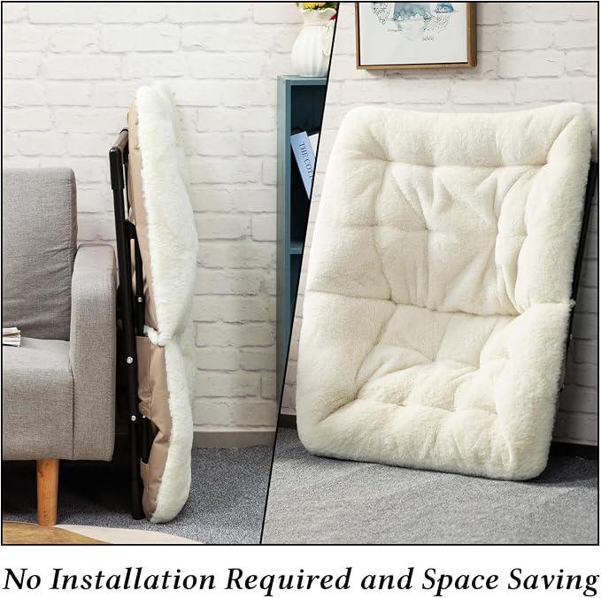HollyHOME X-Large Saucer Chair, Comfy Oversized Folding Chair, Faux-Fur Reading - Image 7