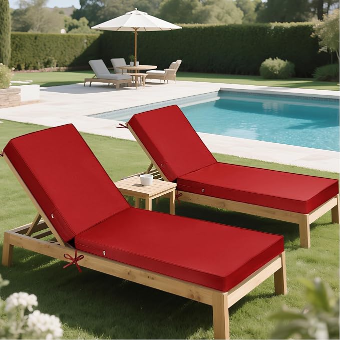 Lounge Chair Cushion Waterproof Chaise Lounge Cushions 72x21x3 Inch Non-Slip - Image 7