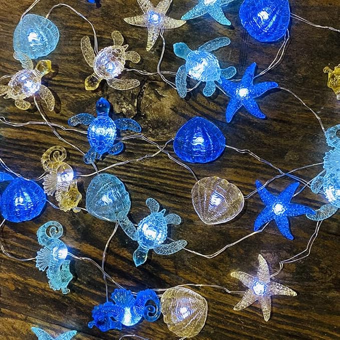 Coastal Solar String Lights Outdoor Garden Lights Marine Life Solar Fairy - Image 3
