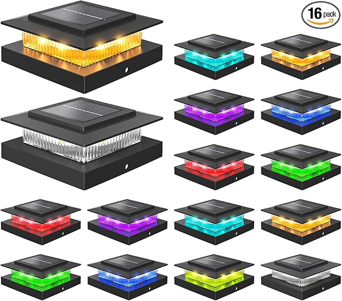 NIORSUN Solar Post Cap Lights Outdoor Waterproof, 4x4 Post Solar Lights RGB by NIORSUN