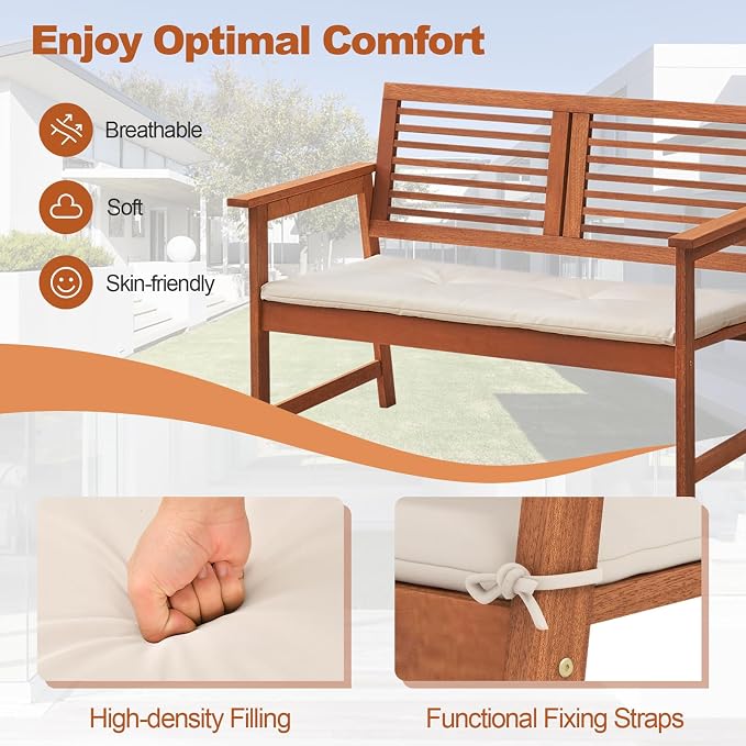 HAPPYGRILL Outdoor Wood Bench Patio Solid Wood Loveseat - Image 6