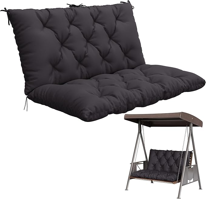 Porch Swing Cushion with Backrest, Waterproof Bench Cushion by Pakunoda