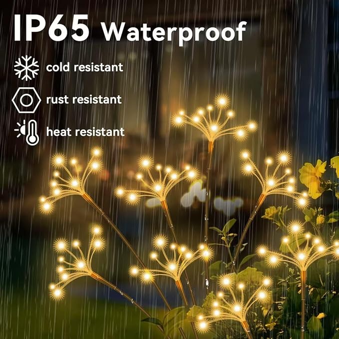 JJGoo Solar Garden Lights, New Upgraded 6 Pack Solar Swaying Starburst Light - Image 5