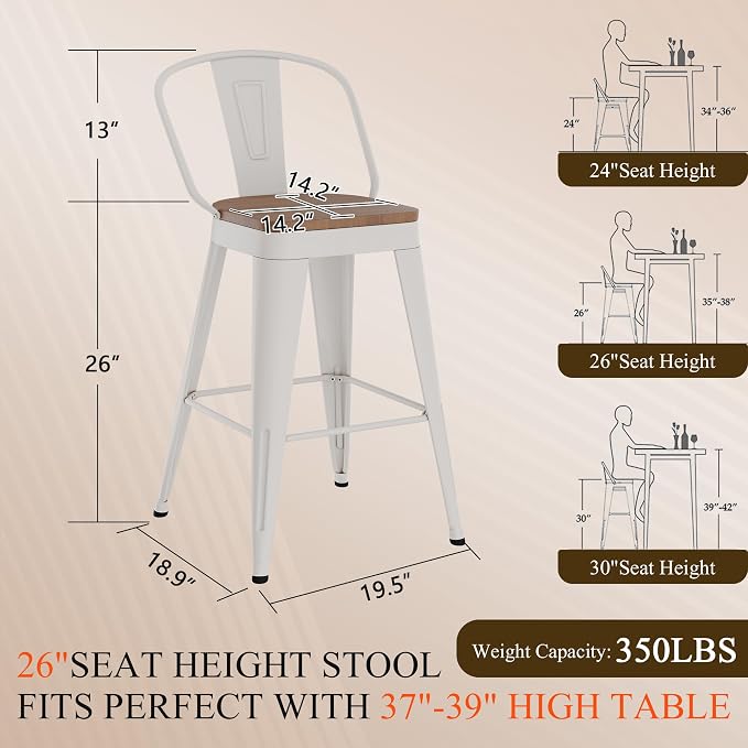 Aklaus Swivel Metal Bar Stools 26 inch Swivel Counter Height Barstools Set of 2 - Image 2