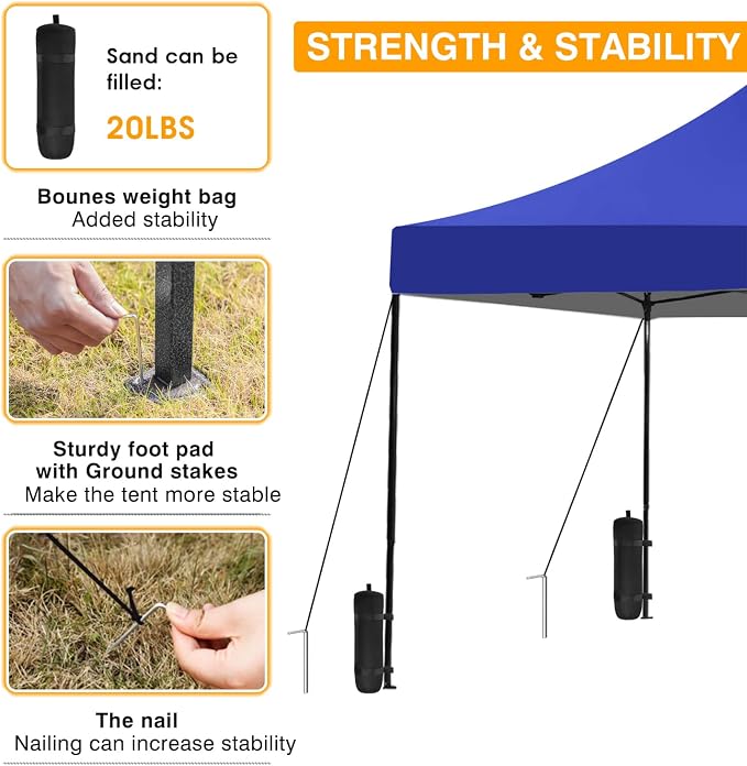 BestOffice Canopy Tent, 10X10 FT Pop Up Canopy Outdoor Instant Tent Slant Legs - Image 5