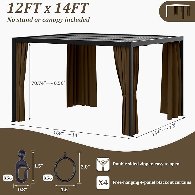 Gazebo Universal Replacement Privacy Curtain, 4-Panels Sidewall Curtains - Image 2