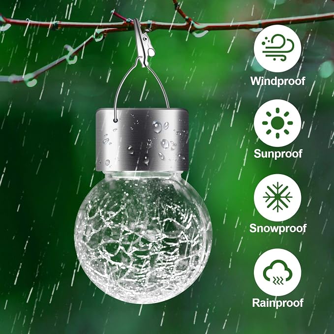 Solar Lights Outdoor Hanging Decorative Globe 24 Pack, Waterproof Solar Lantern - Image 5