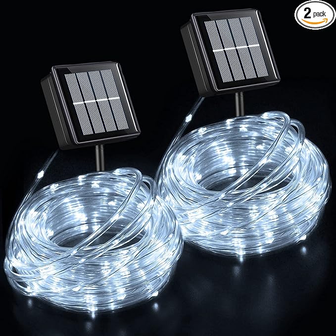 QITONG Solar Rope Lights, 2 Pack Each 33ft 100LED String Light Outdoor by QITONG