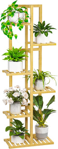 6 Tier Bamboo Plant Stand Indoor, Wood Tall Flower Holder Corner Tiered Plant by ROMGUAR+CRAFT