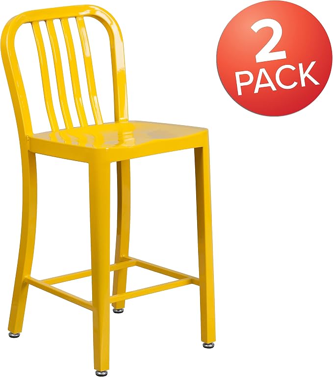 Flash Furniture Gael Commercial Grade 2 Pack 24" High Yellow Metal - Image 4
