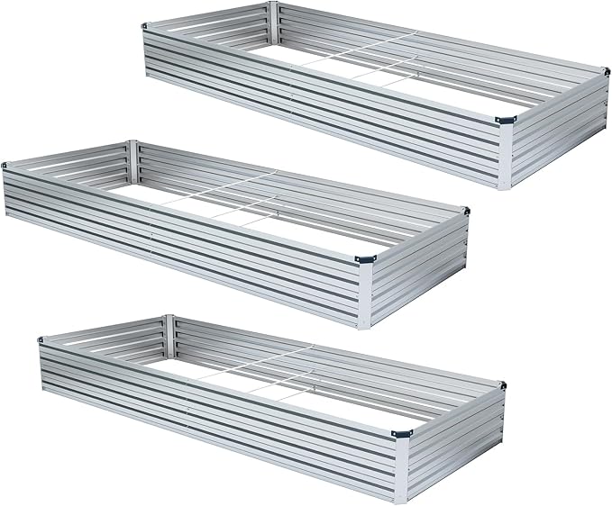 3 Pack 6x3x1FT Galvanized Raised Garden Bed Kit, Outdoor Metal Planter Box - Image 6