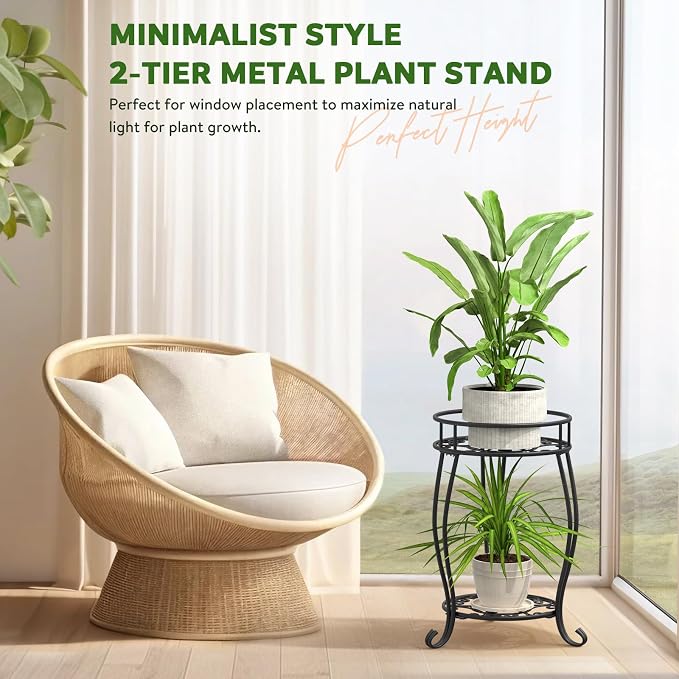 TOSKING 2 Tier Metal Plant Stand Indoor Outdoor, Rustproof Stable Plant Stands - Image 4