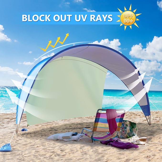 TOBTOS UPF 50+ Pop Up Beach Tent, Easy Set Up Beach Umbrella, Sun Shelter - Image 4