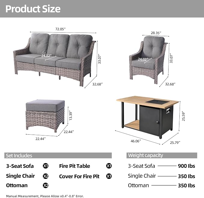 HOOOWOOO 6 Piece Patio Furniture Sets - Image 7