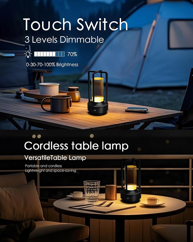 Set of 2 Cordless Table Lamps, LED Rechargeable Battery Operated Desk Lamps - Image 5
