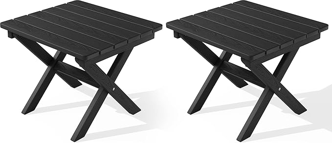SERWALL Folding Outdoor Side Table Set of 2, Portable Adirondack Side Table by SERWALL