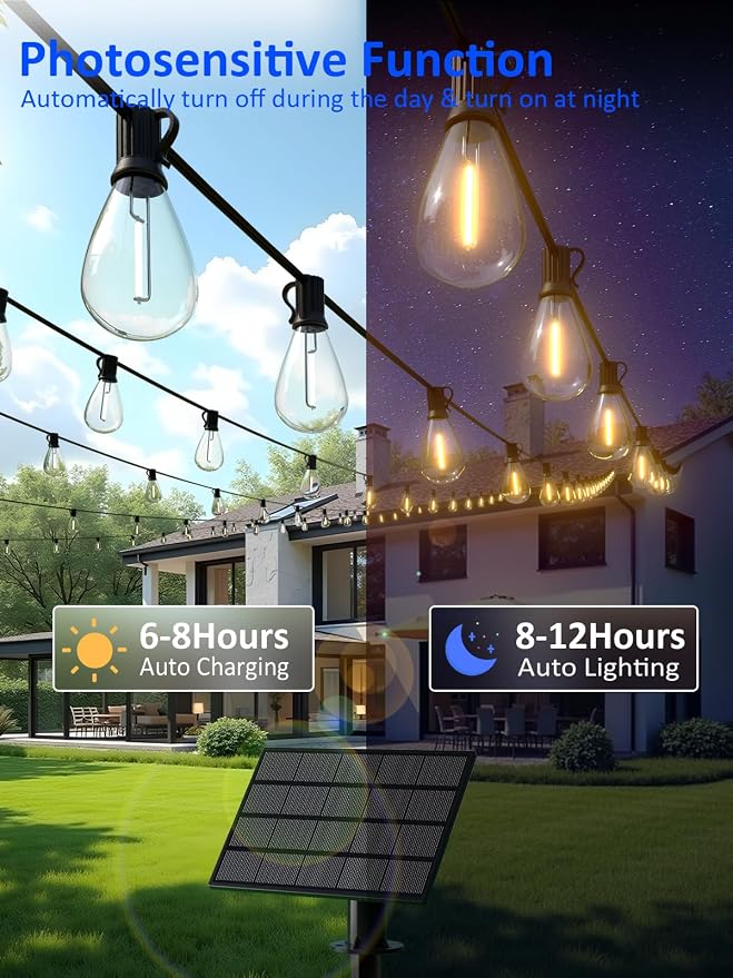 luckystyle 29FT Solar String Lights Outdoor Waterproof - Image 5