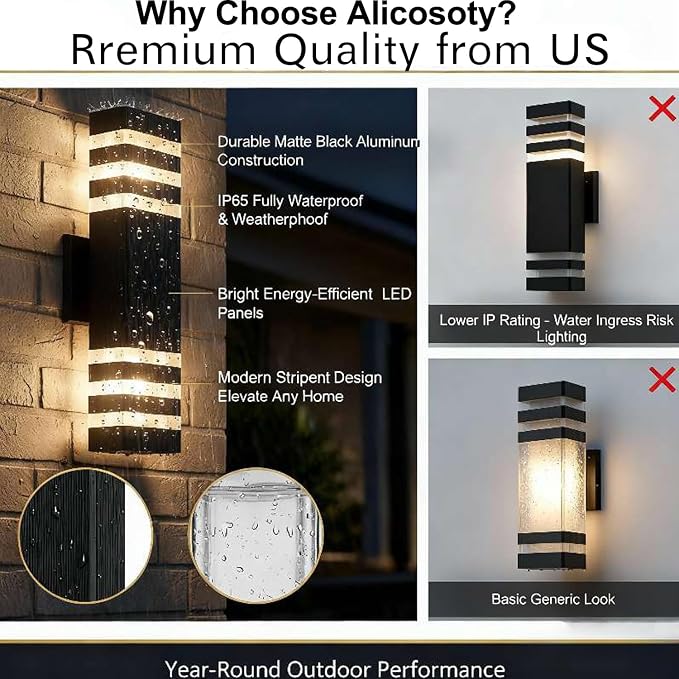 6Pack 15inch LED Square Up & Down Wall Lights, 14W Outdoor Wall Light 4000K Day - Image 4