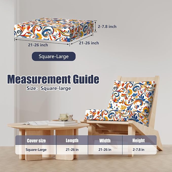 8Pcs Square Large Stretch Patio Cushion Covers, Couch & Sofa Replacement - Image 2