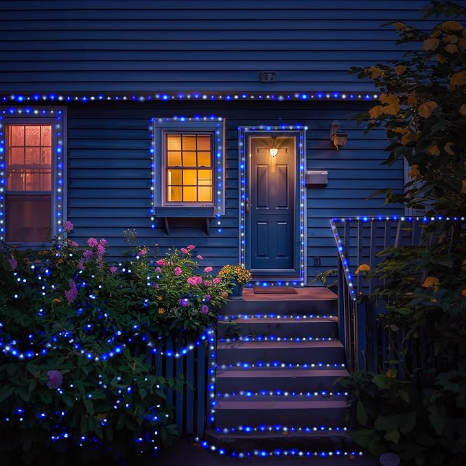 JMEXSUSS 2 Pack Blue and White Solar Christmas Lights, Each 33FT 100 LED Solar - Image 7