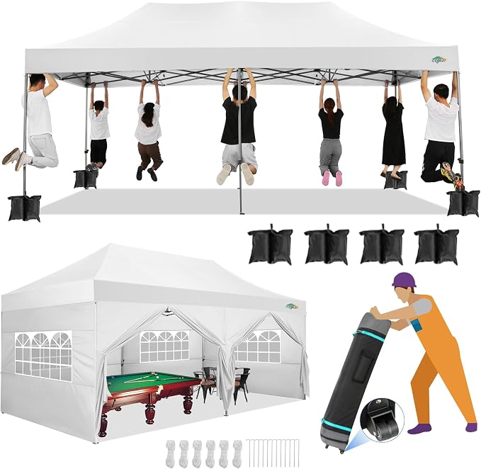 COBIZI 10x20 Canopy with Sidewalls, Heavy Duty Party Tent Pop up Canopy by COBIZI