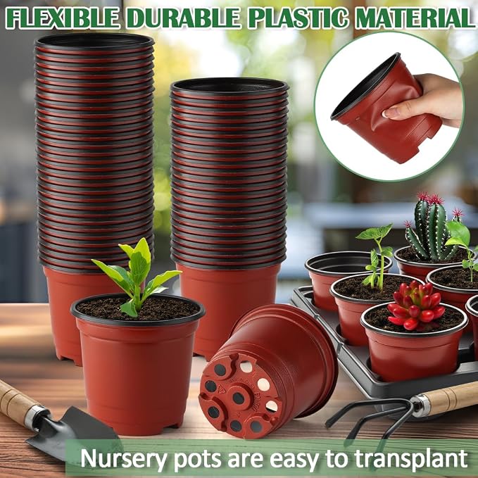 4 inch Round Nursery Pots 60pcs, 12 Cell Nursery Pots Trays 5 Pcs, Sturdy Seeds - Image 4