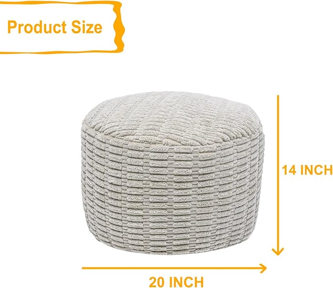 Asuprui Round Ottoman Pouf Ottoman Foot Stool Seat Faux Fur Bean Bag Foot Rest - Image 2
