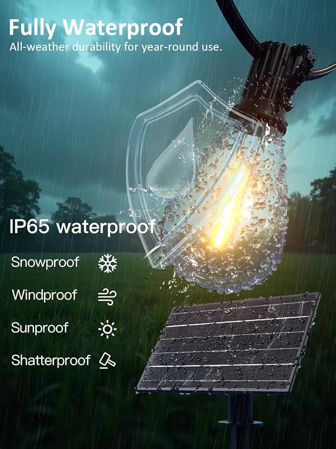 luckystyle 100FT Solar String Lights Outdoor Waterproof - Image 3